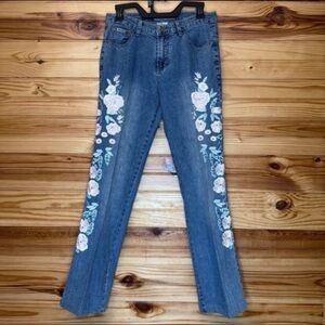 Y2K Daniel jeans vintage beaded floral embroidery straight leg denim size 7 8